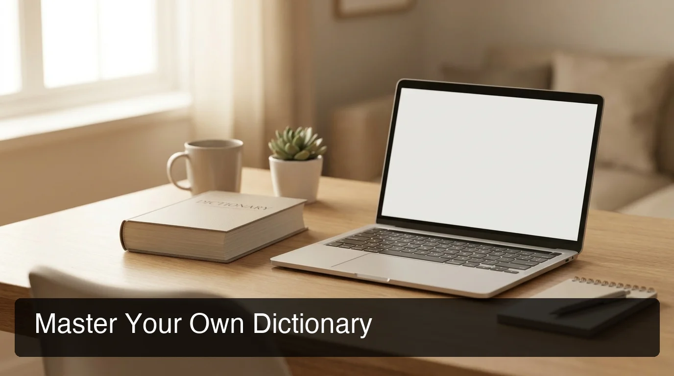 BossAI custom dictionary showing user vocabulary trained for professional dictation use