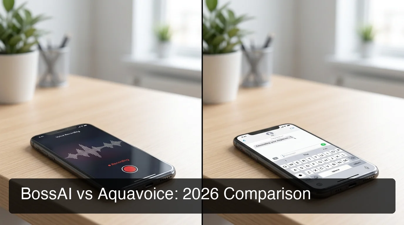 BossAI vs Aquavoice comparison of two AI voice dictation apps in 2026