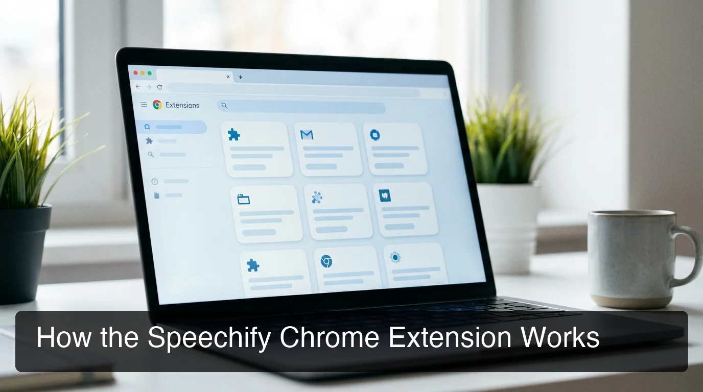 chrome extension speechify setup showing browser window with text-to-speech reading interface