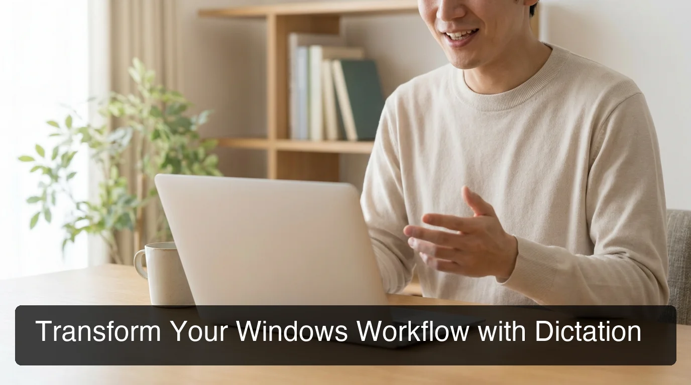 BossAI dictation software windows showing AI-enhanced voice input on a professional laptop