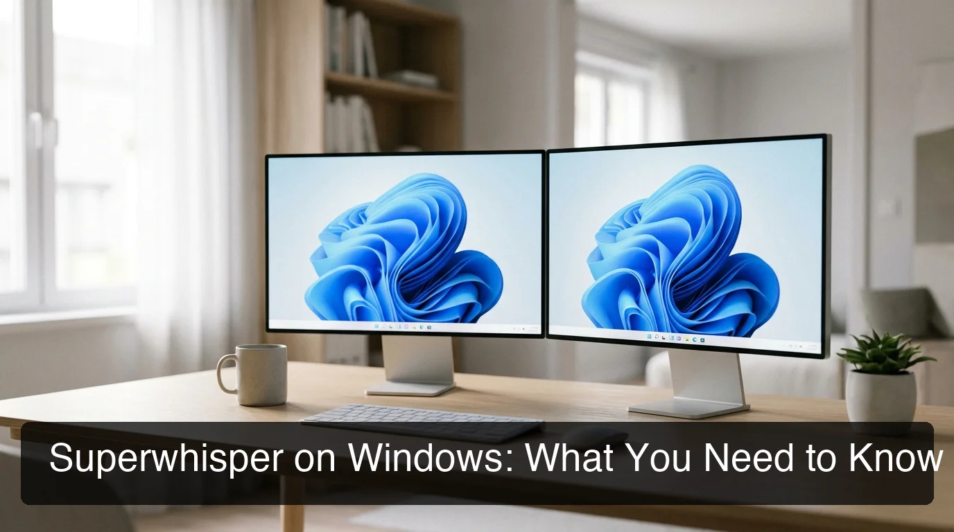 Superwhisper for Windows — AI voice dictation software running on Windows 11 desktop