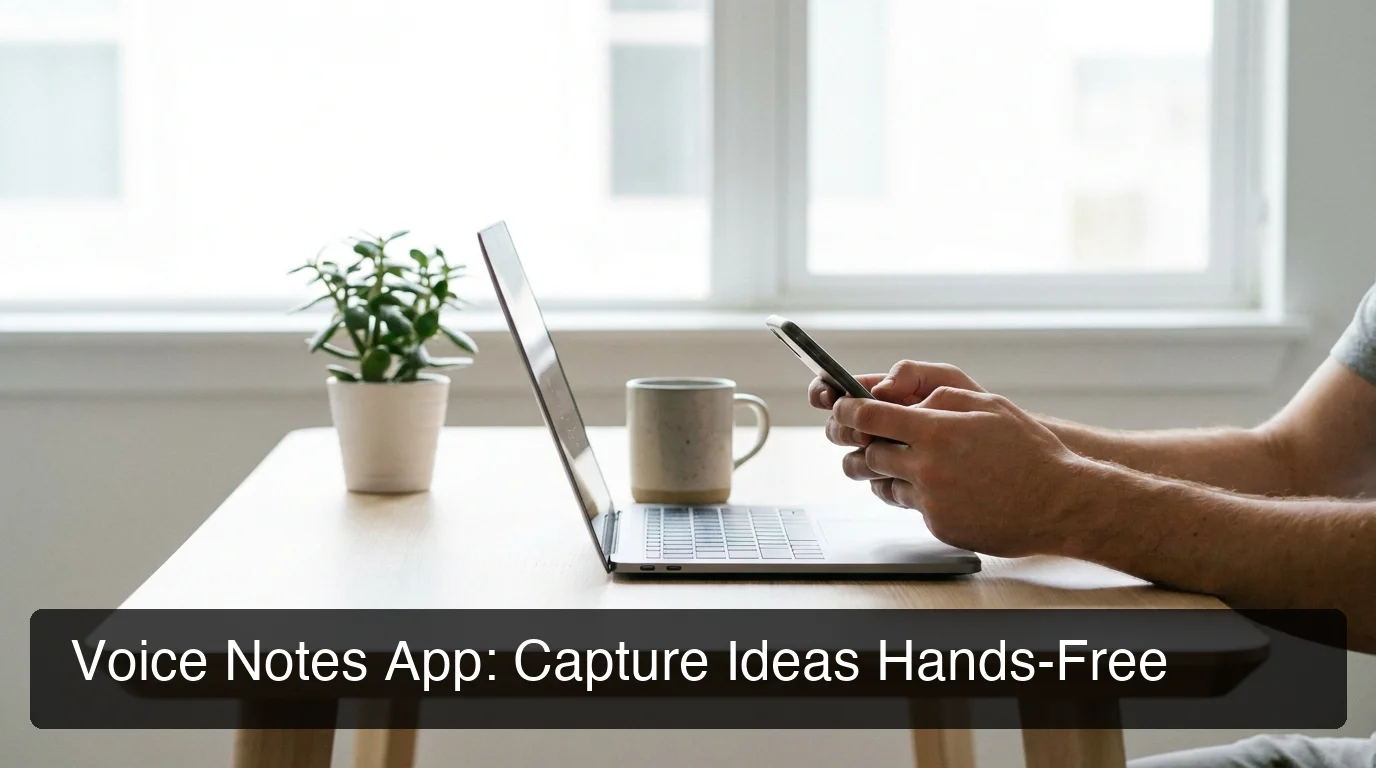 BossAI voice notes app showing hands-free capture on a modern workspace