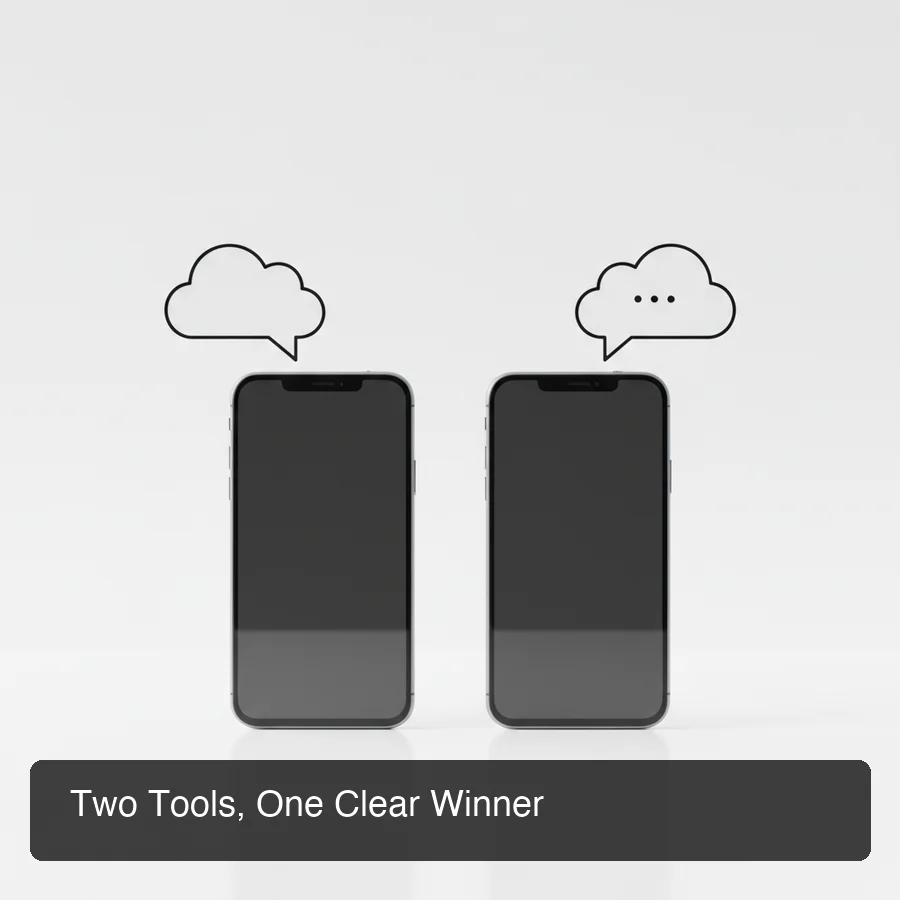 Two modern smartphones side by side with speech bubble icons showing Wisprflow vs BossAI comparison, clean white minimalist background