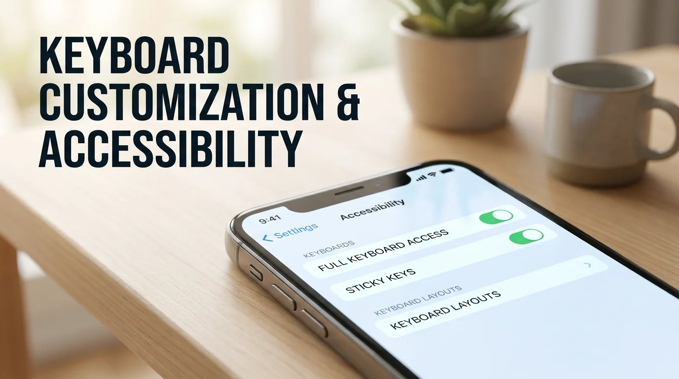 BossAI disable keyboard keys — iOS Accessibility settings showing keyboard customization options