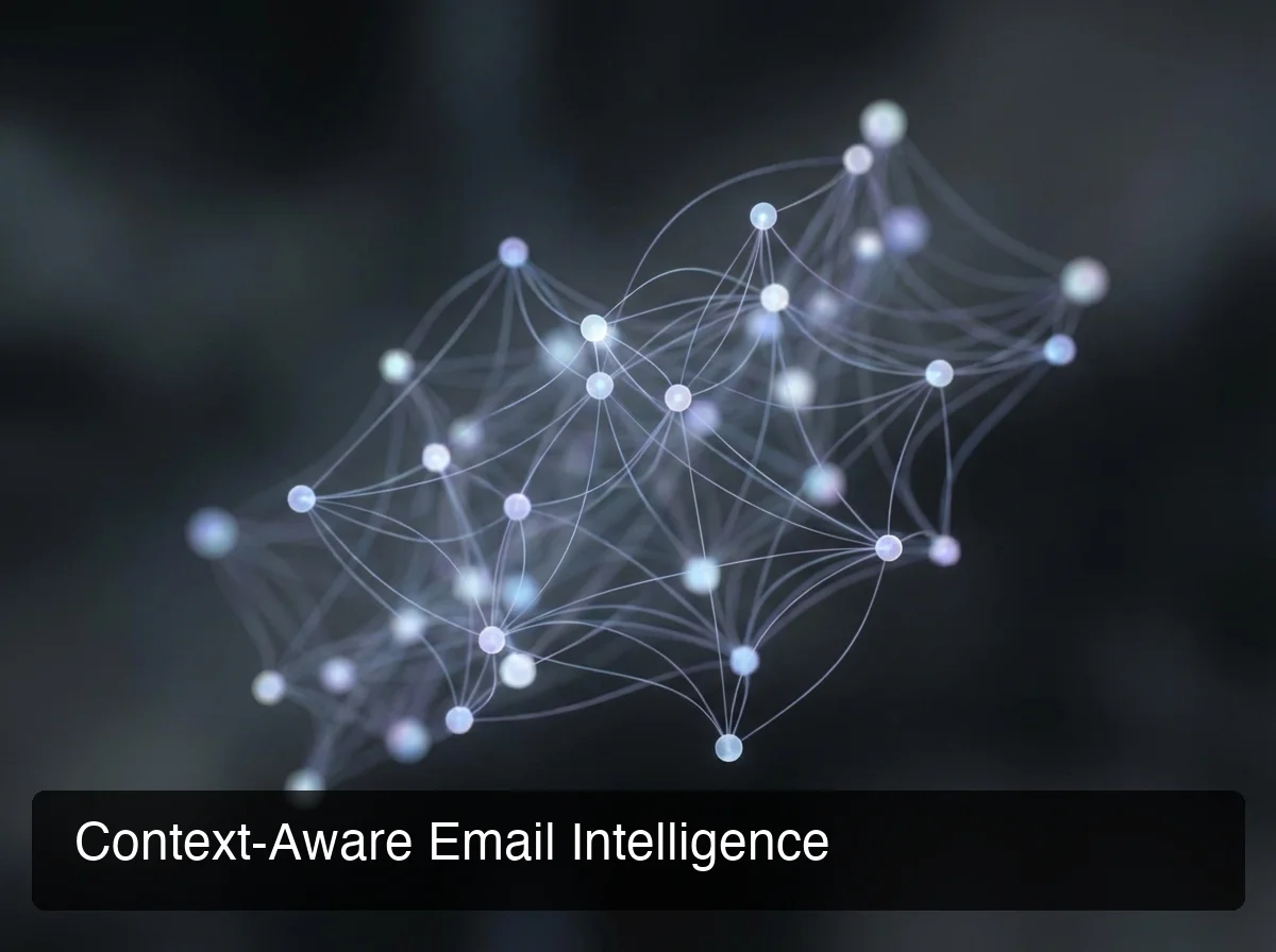 BossAI context-aware email intelligence showing neural connections between email threads