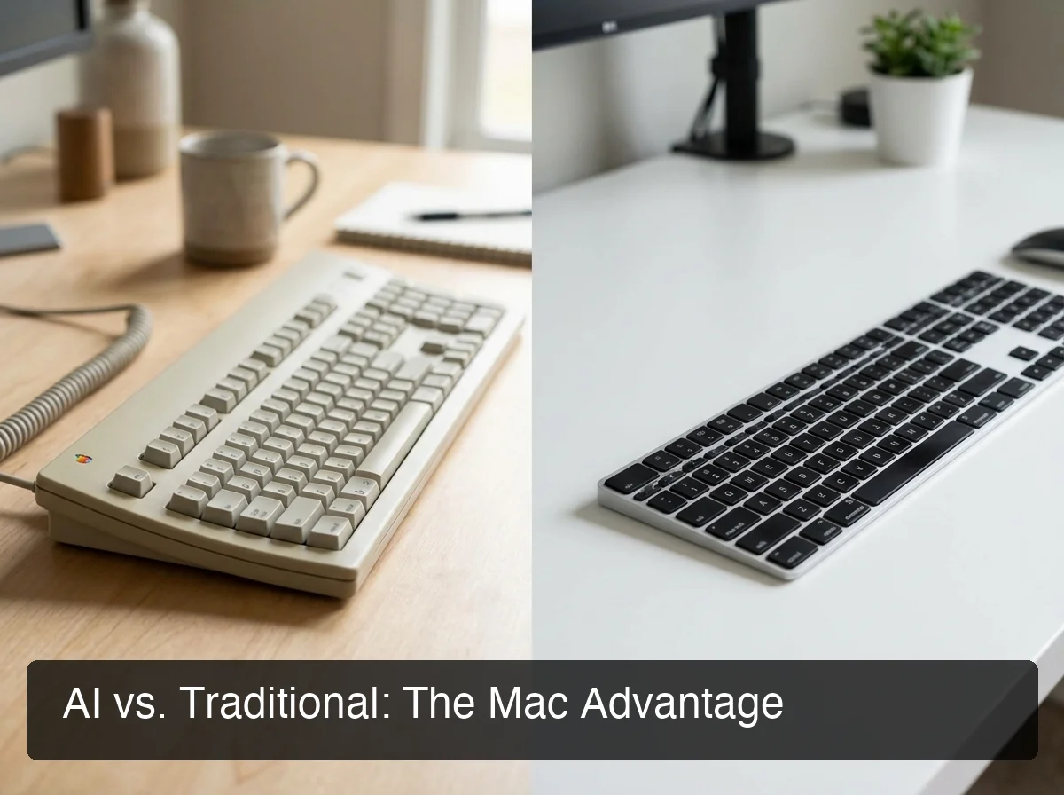 Comparison showing traditional keyboard workflow versus AI-enhanced screen-reading keyboard process