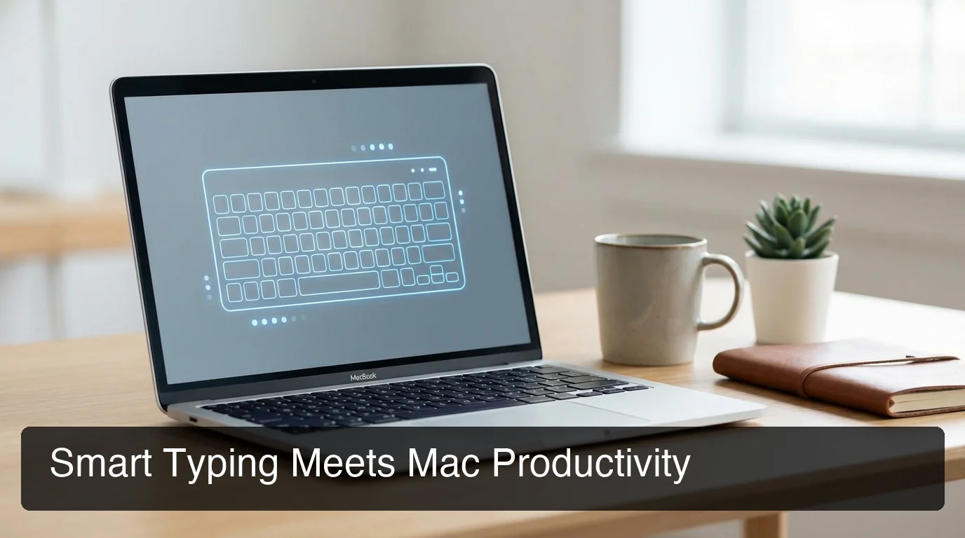 AI keyboard interface on MacBook showing voice input capabilities