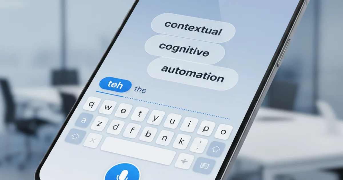 AI powered keyboard interface showing voice input and intelligent text predictions