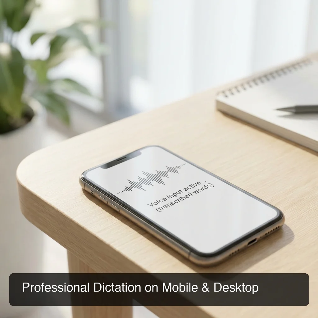 BossAI mobile dictation interface showing seamless voice-to-text workflow