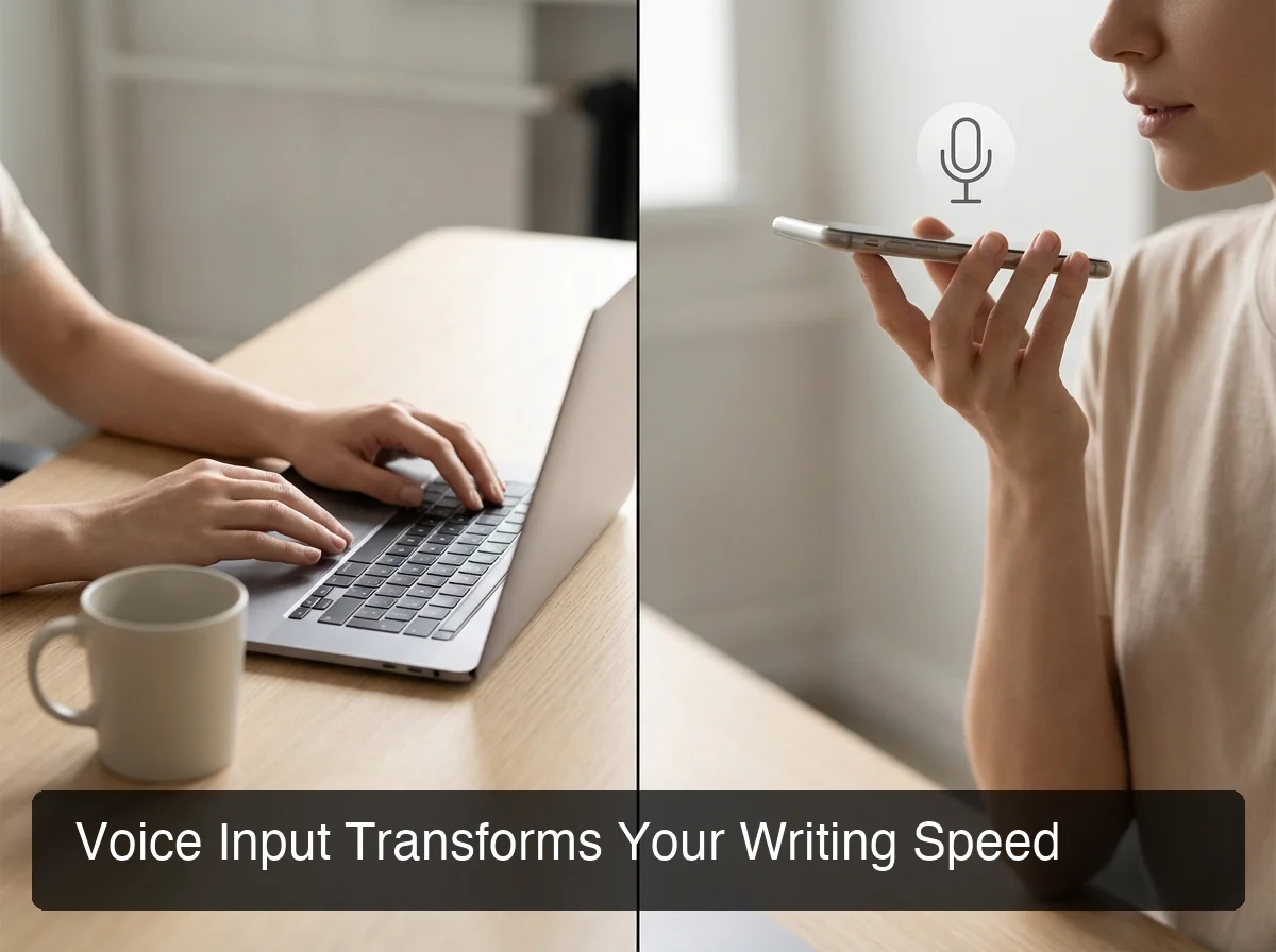 Voice typing speed comparison showing typing vs voice dictation