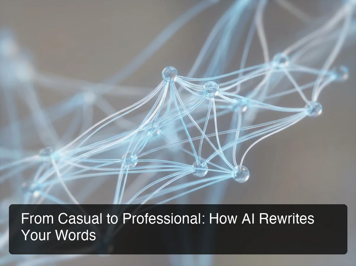 Tone changer AI processing visualization showing how text flows through NLP layers for style adjustment