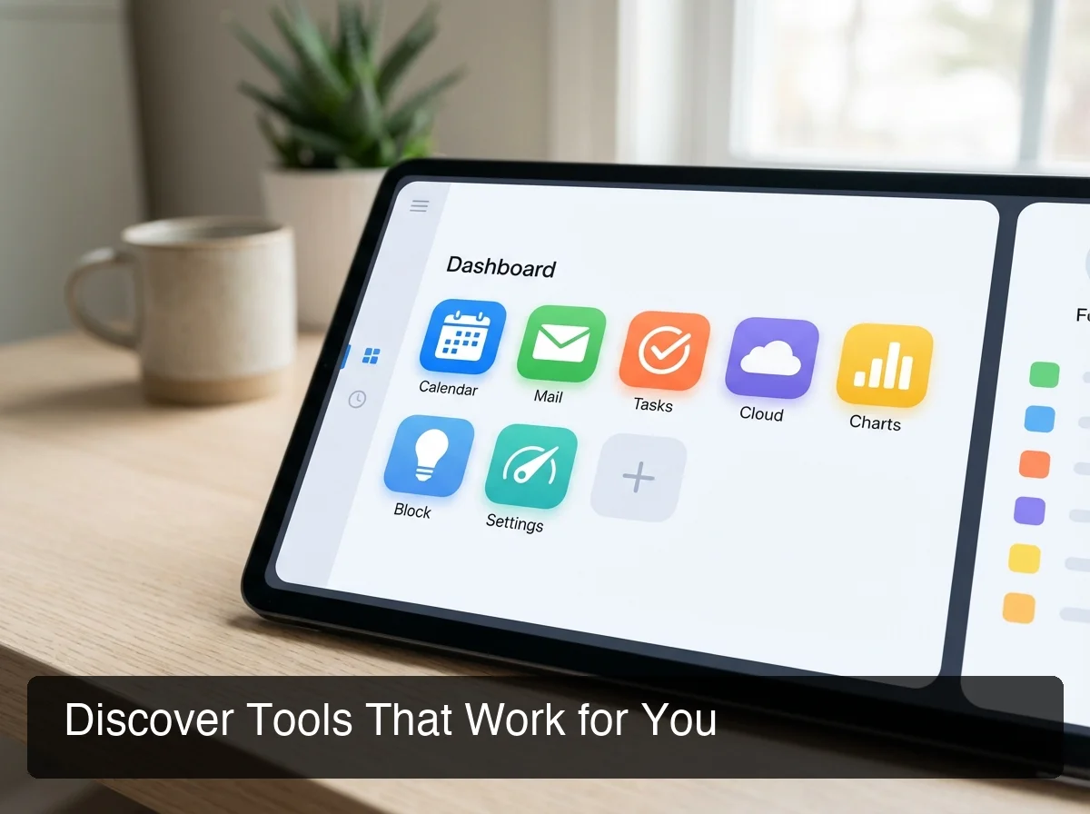 BossAI ai productivity tools - modern dashboard interface with colorful app icons, clean minimal design