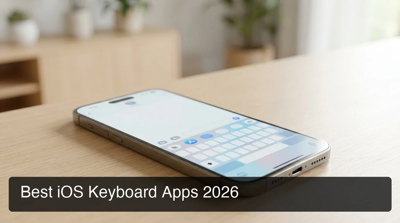 Best keyboard app iOS showing a clean customizable iPhone keyboard interface in blue and white tones