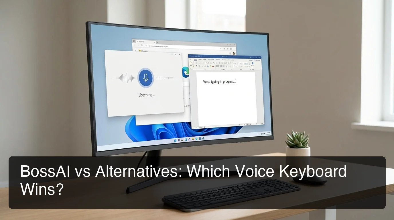 BossAI alternatives comparison showing top voice keyboard options for Mac, Windows, and iOS