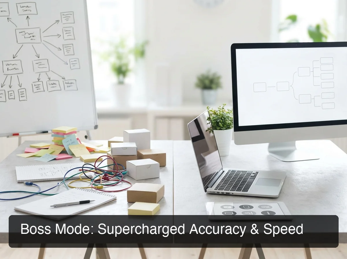 BossAI Boss Mode feature comparison showing bossai powerful dictation vs standard voice-to-text capabilities
