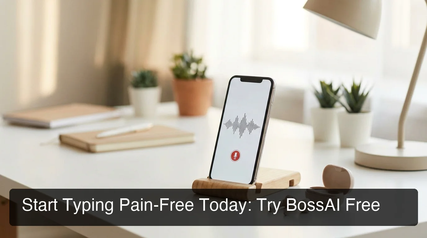BossAI AI dictation for carpal tunnel and RSI users providing pain-free voice-first typing workflow