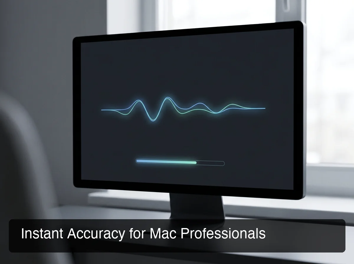 BossAI Mac dictation accuracy showing waveform visualization and AI enhancement performance