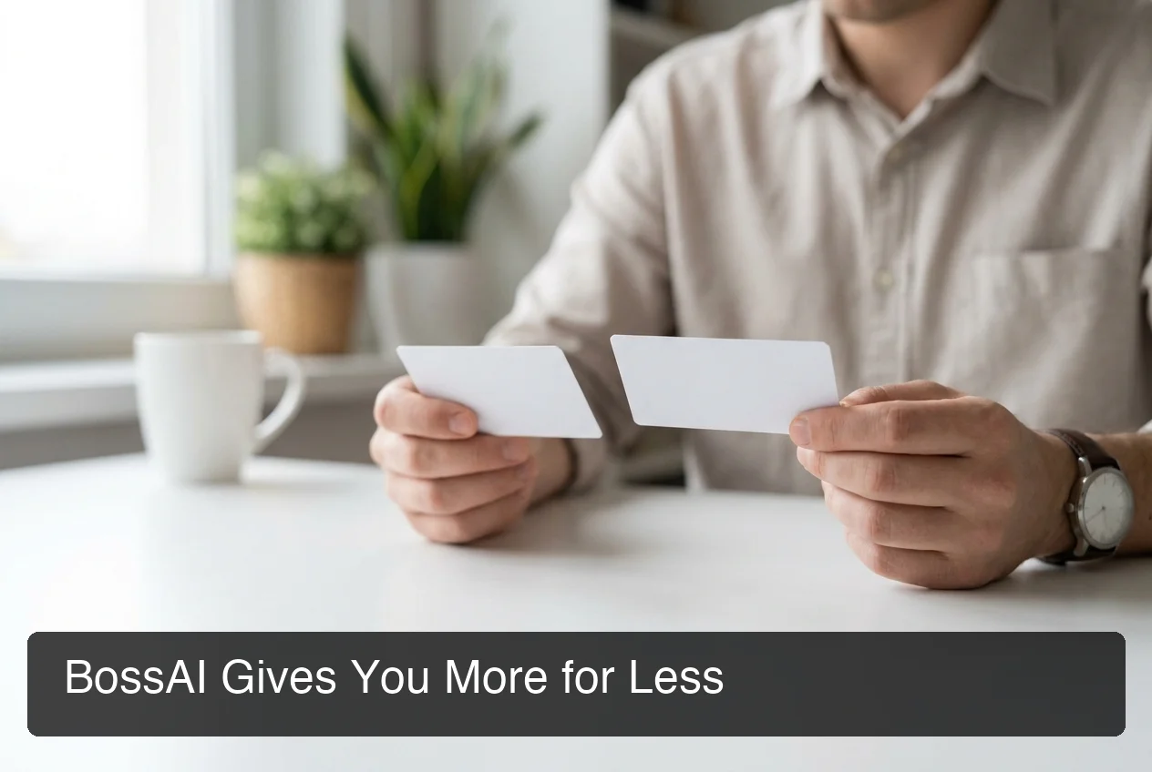 BossAI pricing comparison showing value advantage over Typeless monthly and annual plans