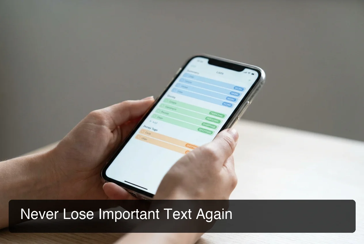 clipboard app iphone showing search and tag organization features