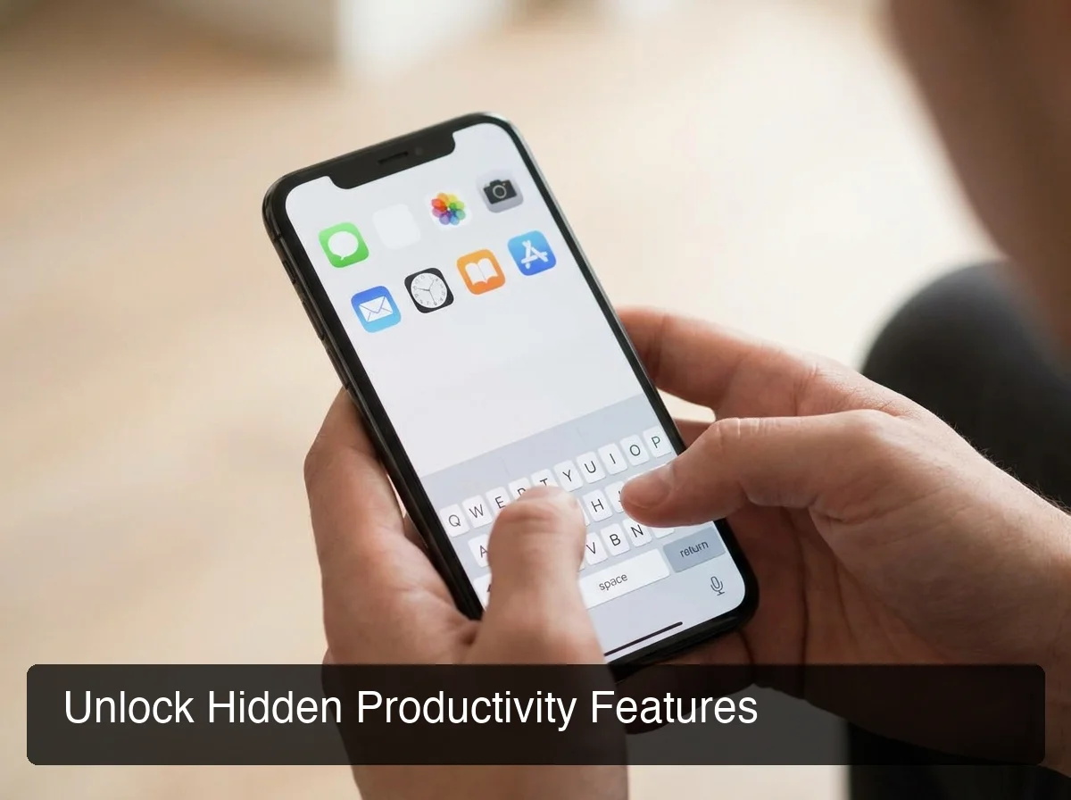 BossAI iOS keyboard showing productivity features on iPhone screen