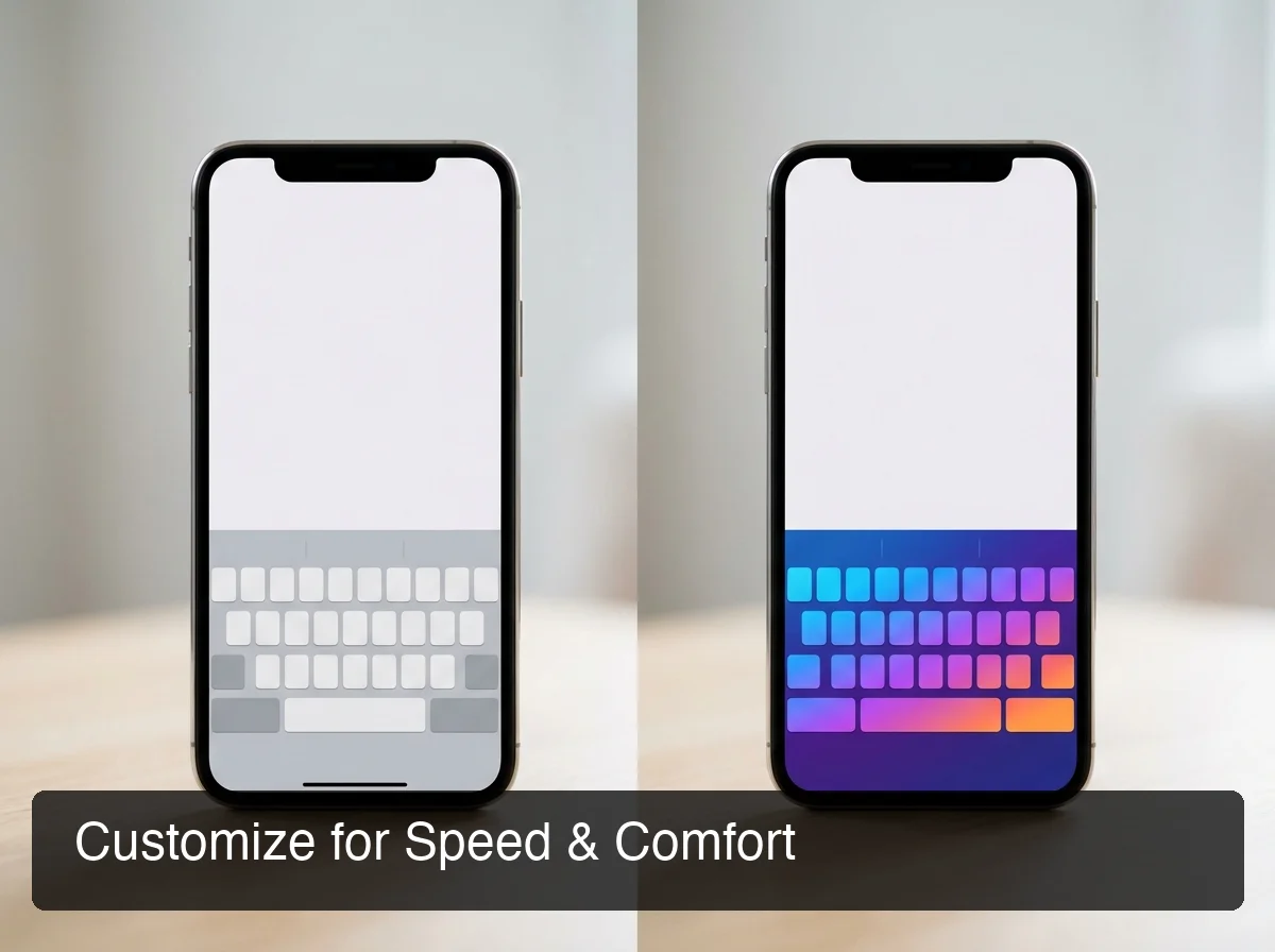 Comparison of popular iPhone custom keyboard apps including Gboard SwiftKey and Kika displayed on iPhone