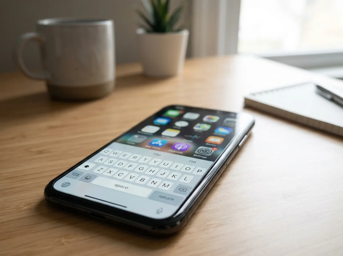 BossAI dragon alternative showing native iOS and Android keyboard integration with modern app icons on smartphone home screen