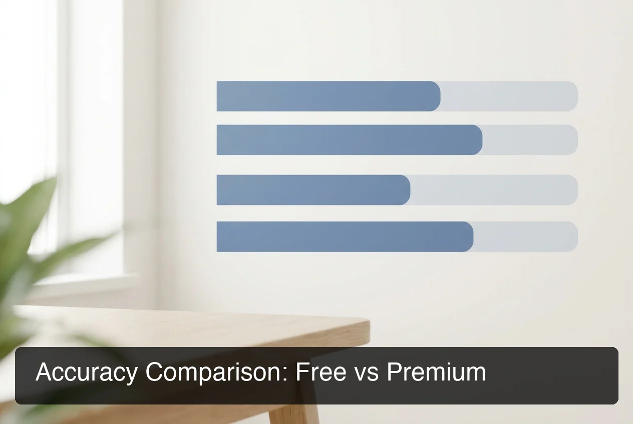 Transcription accuracy comparison across free and premium tools showing percentage breakdown