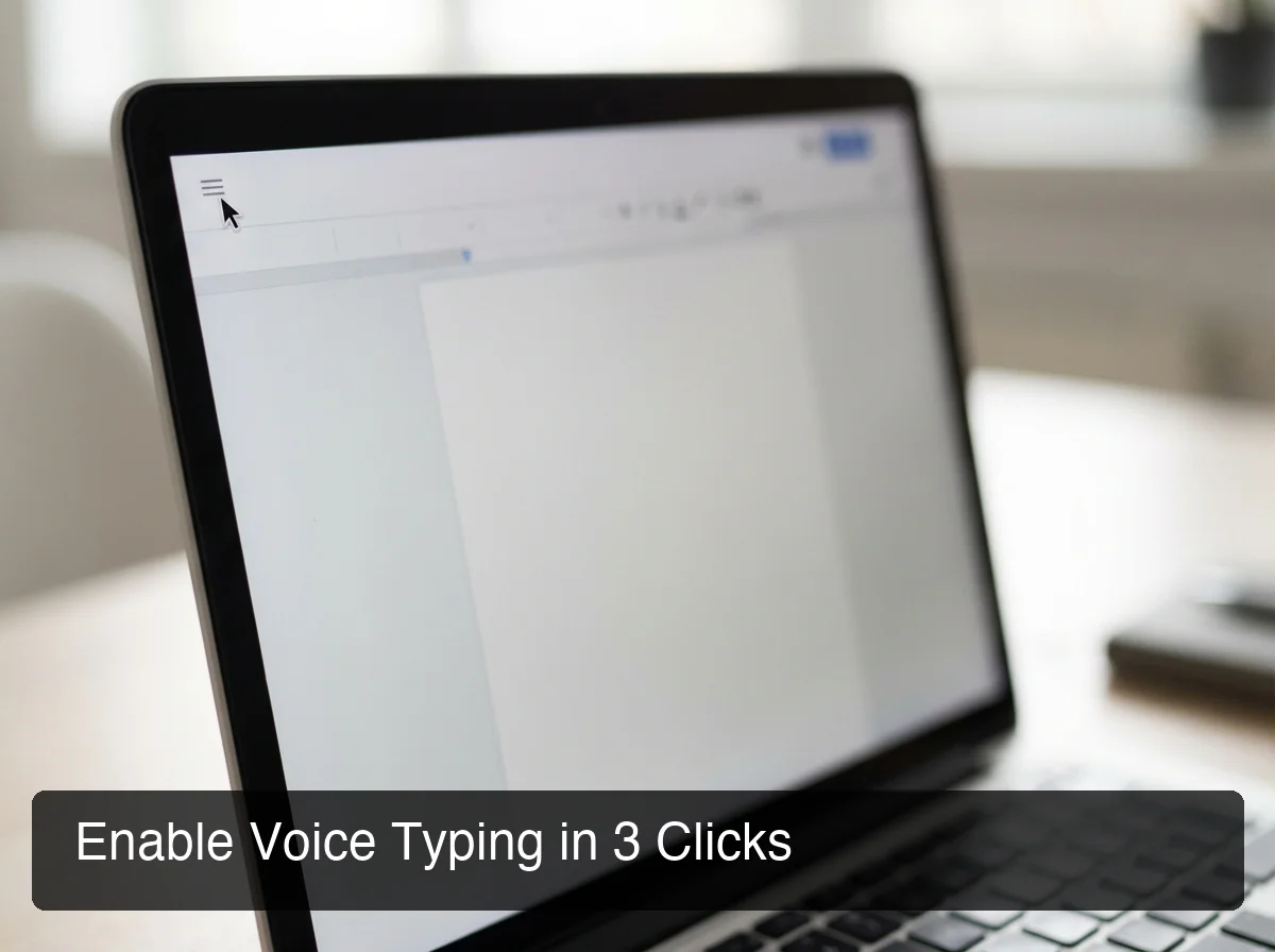 Enable voice typing in Google Docs with the Tools menu microphone interface