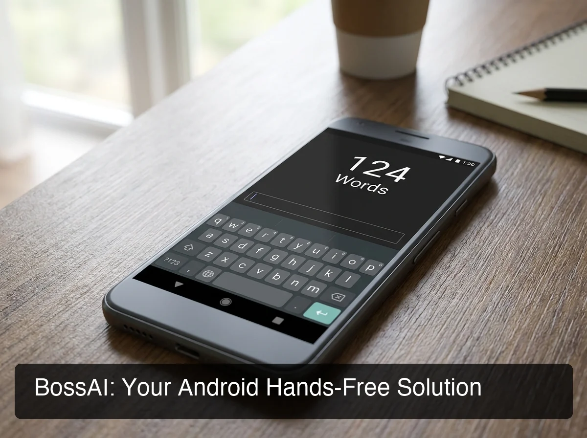 BossAI dictation app for texting android keyboard showing word counter and interface
