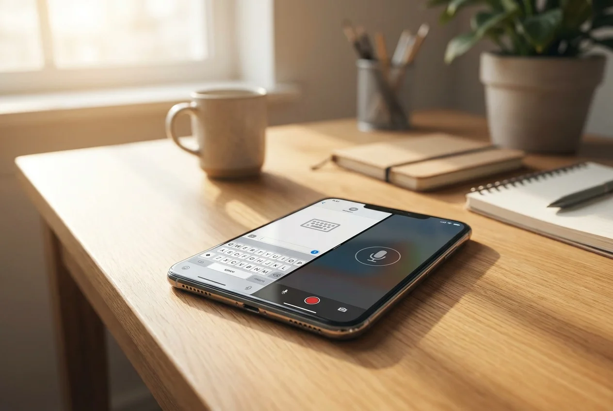 voice to text android comparison showing typing vs speaking workflow side by side