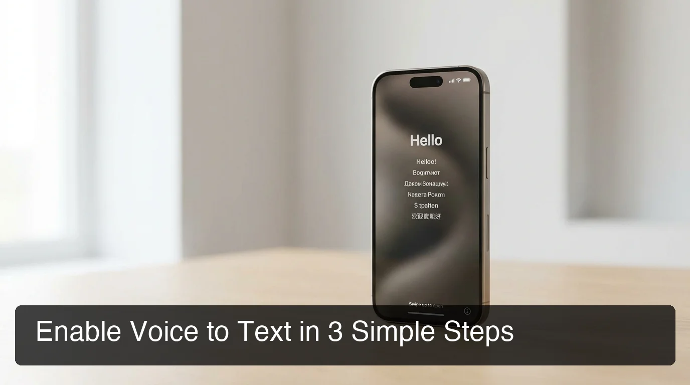 BossAI how to turn on voice to text on iphone settings guide displayed on iOS setup screen