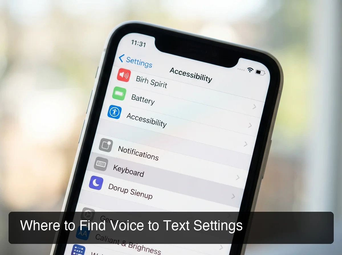 iPhone voice dictation settings navigation showing Enable Dictation toggle in keyboard settings menu