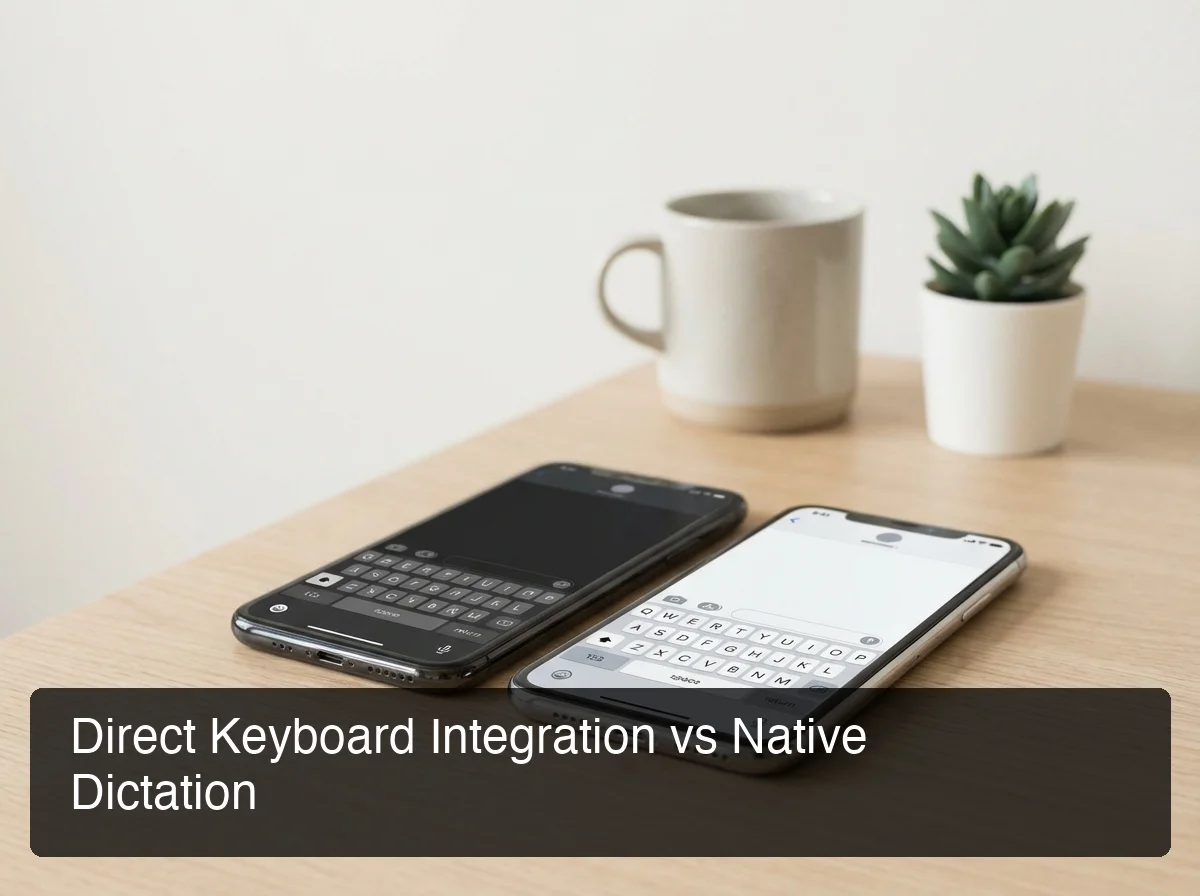 BossAI voice dictation keyboard integration vs native iOS dictation side by side