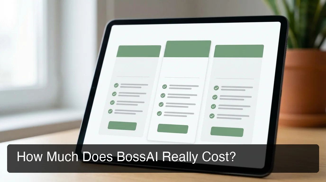 is bossai free pricing overview showing plan tiers side by side on desktop