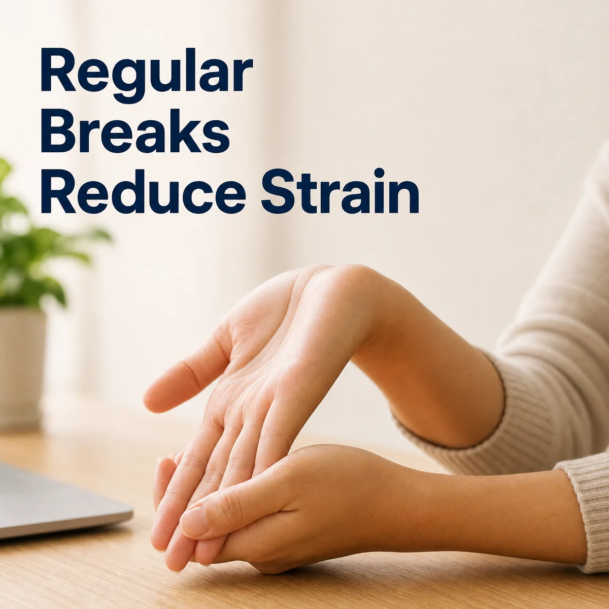 BossAI hand stretching exercise for carpal tunnel prevention showing range-of-motion movement at desk