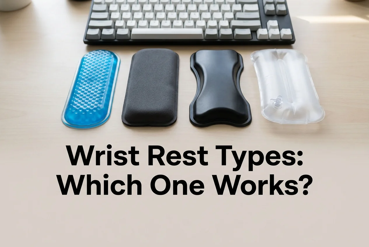 BossAI comparison of gel, memory foam, contoured plastic, and inflatable wrist rest types for carpal tunnel