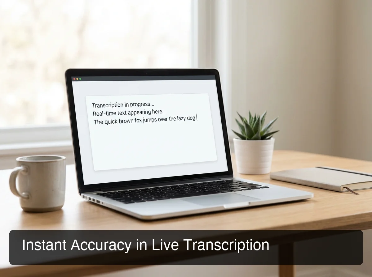 BossAI real-time transcription accuracy showing instant text capture with live speech recognition