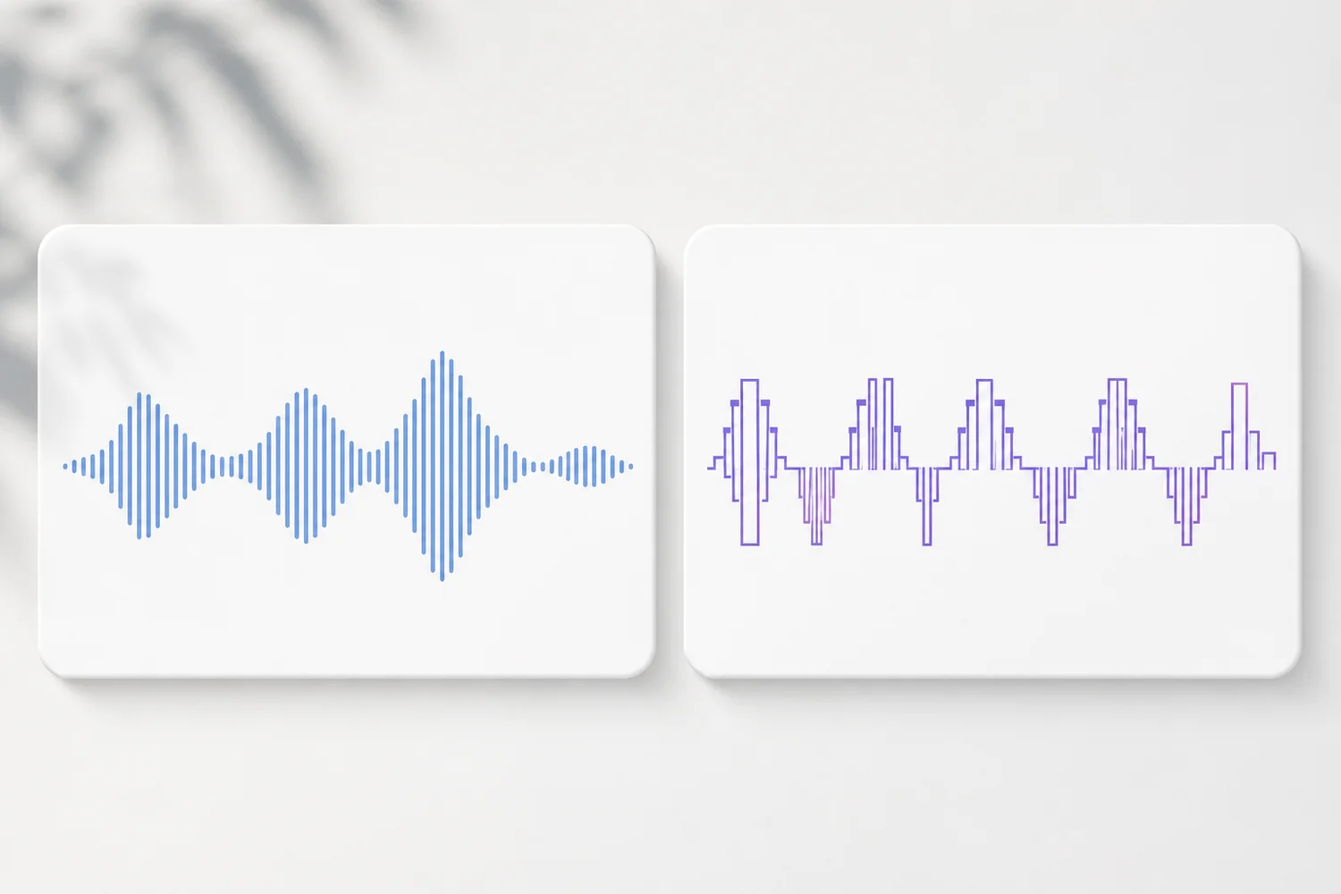 Best speechify voice comparison shown as natural versus synthetic waveform patterns on card-based UI panels
