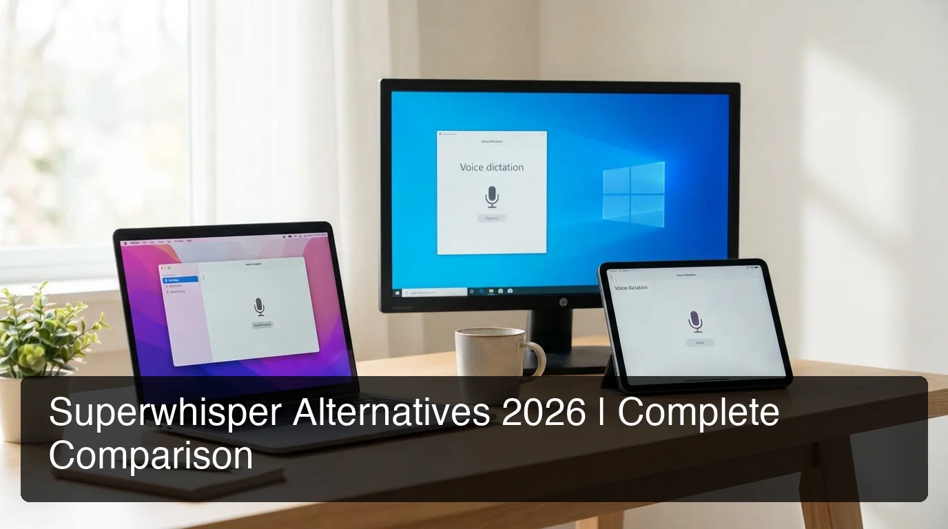 Superwhisper alternatives 2026 comparison showing top voice keyboard options side by side