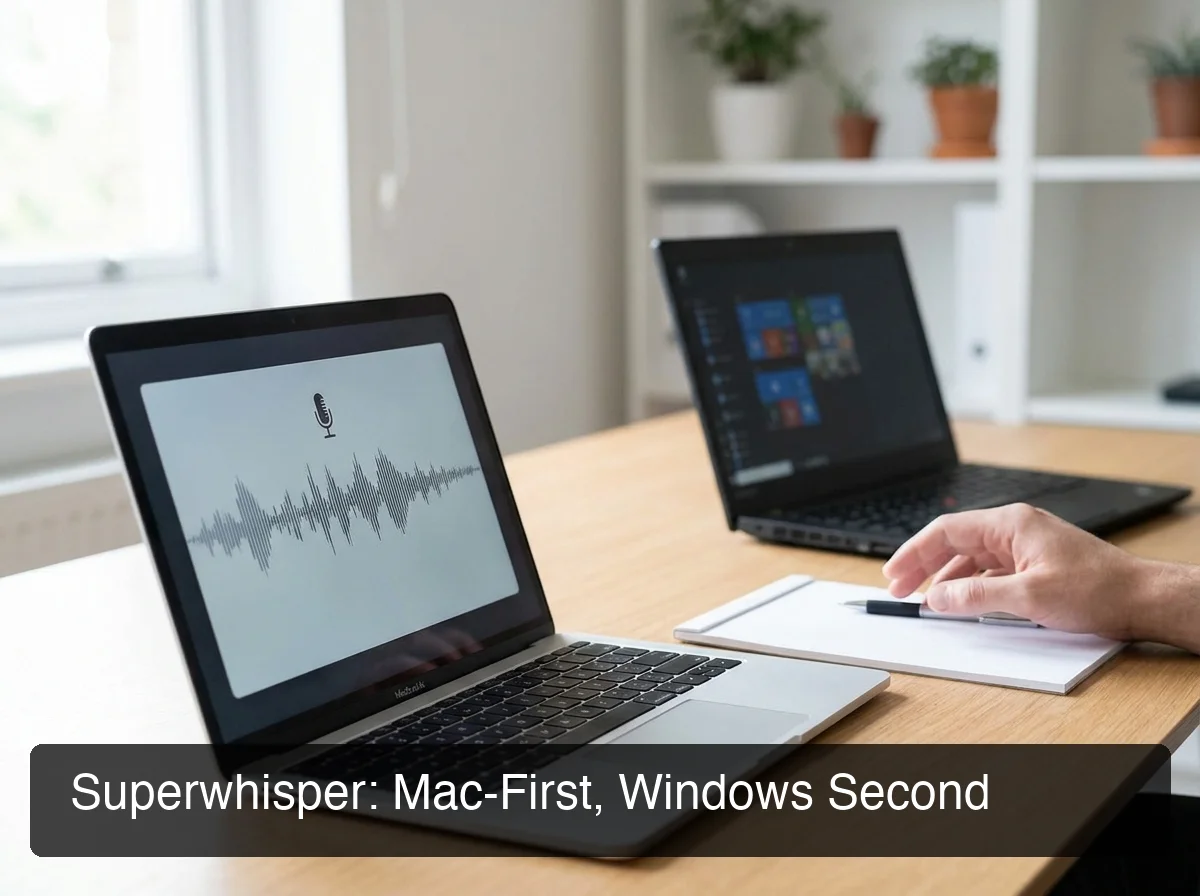 Superwhisper Windows app — Mac-first design now available on Windows desktop with cloud dictation support