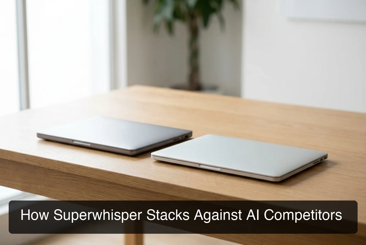 BossAI vs Superwhisper app comparison showing platform and AI capability differences side by side