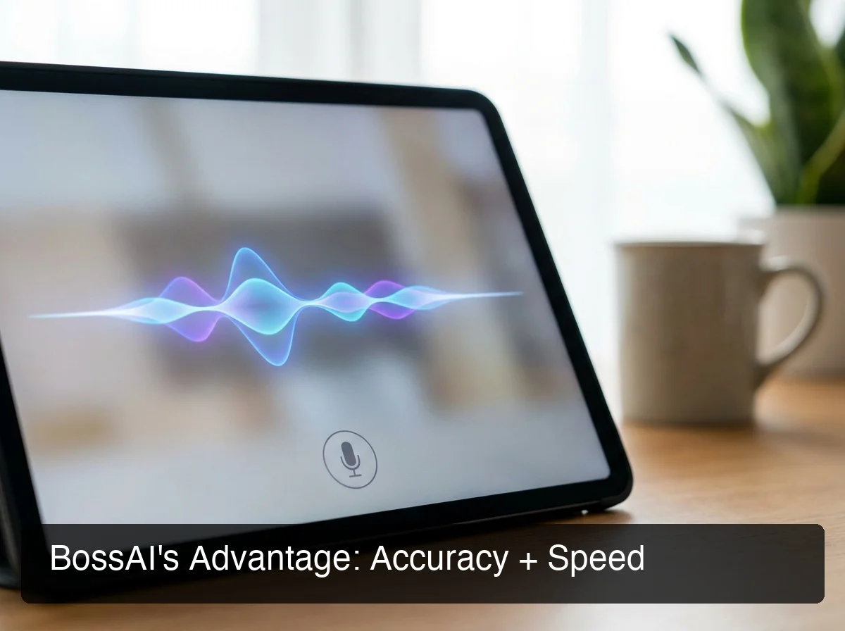 BossAI voice keyboard feature comparison showing Boss Mode screen reading advantage over Typeless
