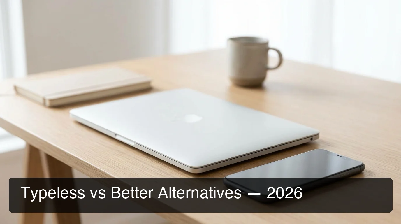 typeless alternative comparison showing top voice dictation apps in 2026