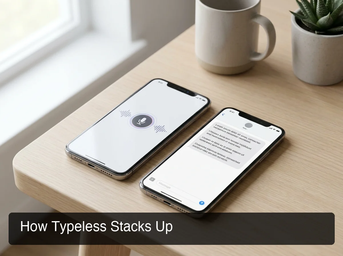 Typeless features comparison against AI dictation alternatives in 2026