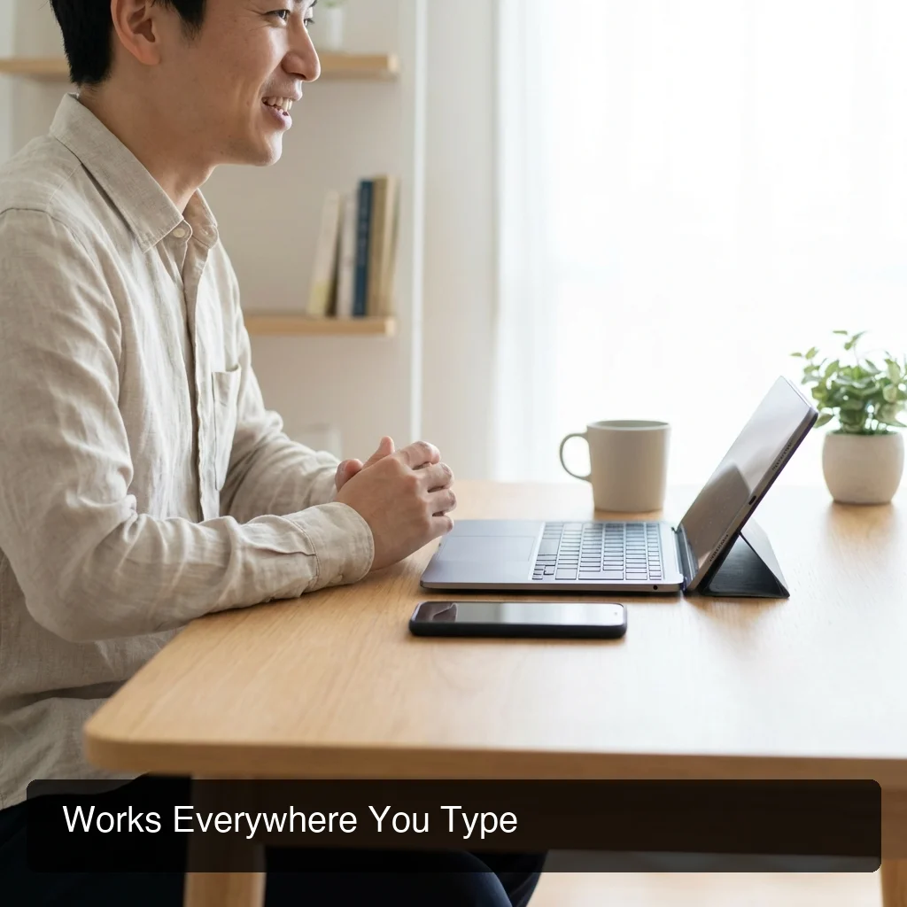 BossAI hands-free typing on multiple devices including iPhone Mac and Windows