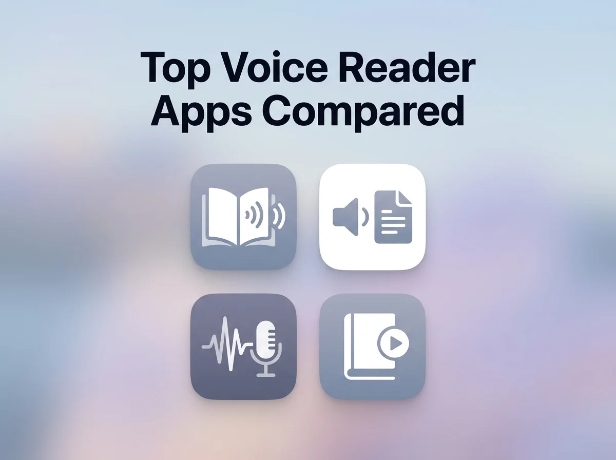 Grid of app icons representing the top voice book reader apps compared in this guide