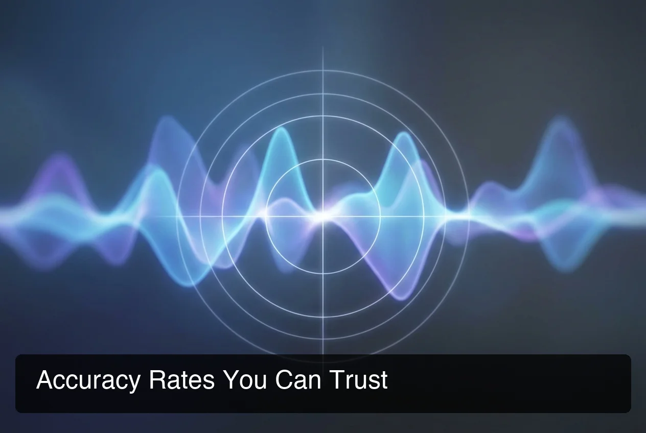 speech to text app accuracy visualization with waveform and AI precision targeting
