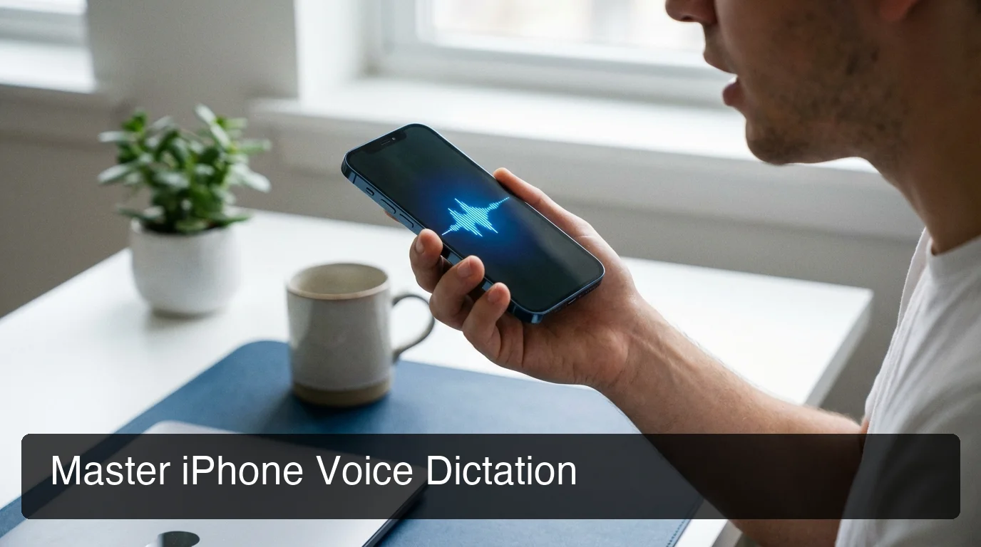 BossAI voice dictation for iphone showing real-time transcription on iPhone display