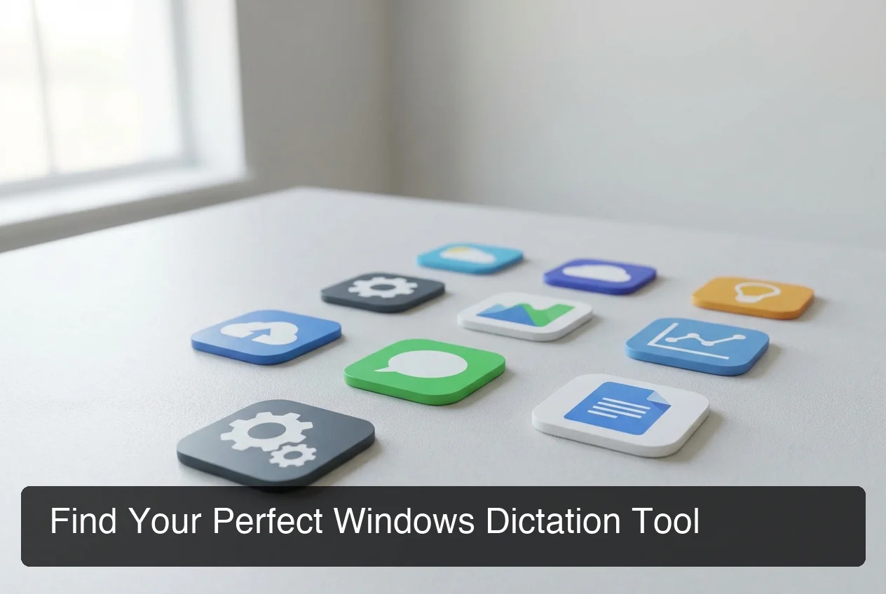 Multiple productivity app icons on a clean light gray background, modern interface comparison, minimal layout