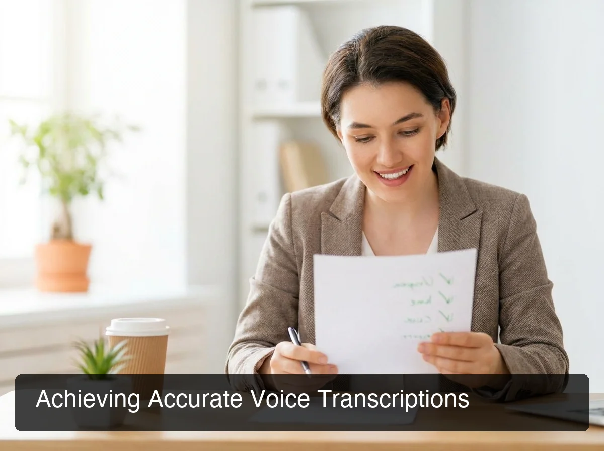 BossAI transcription accuracy tips showing review of clean professional transcript